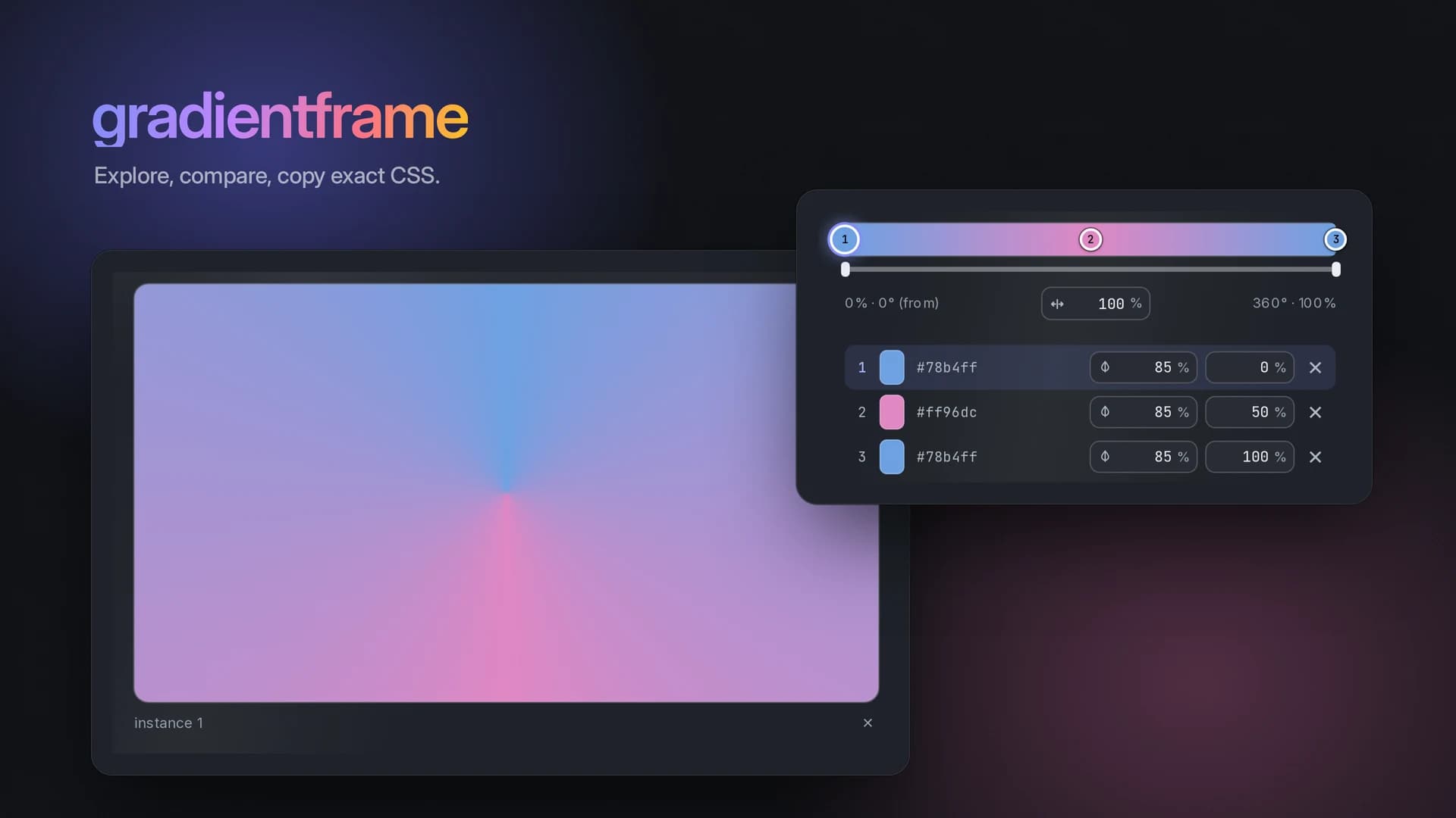 Gradientframe — Éditeur de dégradés CSS